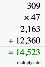 How to calculate 309 times 47 using long multiplication