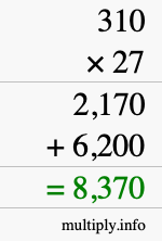 How to calculate 310 times 27 using long multiplication How to calculate 310 times 27 using long multiplication