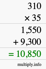 How to calculate 310 times 35 using long multiplication How to calculate 310 times 35 using long multiplication