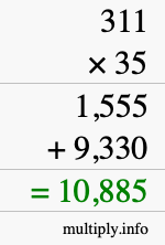 How to calculate 311 times 35 using long multiplication How to calculate 311 times 35 using long multiplication