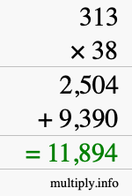 How to calculate 313 times 38 using long multiplication How to calculate 313 times 38 using long multiplication
