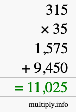 How to calculate 315 times 35 using long multiplication How to calculate 315 times 35 using long multiplication