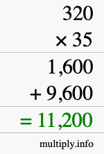 How to calculate 320 times 35 using long multiplication How to calculate 320 times 35 using long multiplication