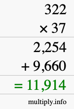 How to calculate 322 times 37 using long multiplication