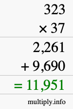 How to calculate 323 times 37 using long multiplication