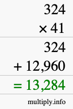 How to calculate 324 times 41 using long multiplication How to calculate 324 times 41 using long multiplication