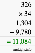 How to calculate 326 times 34 using long multiplication