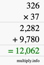 How to calculate 326 times 37 using long multiplication