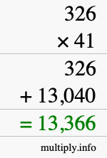 How to calculate 326 times 41 using long multiplication