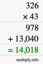 How to calculate 326 times 43 using long multiplication