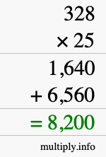 How to calculate 328 times 25 using long multiplication How to calculate 328 times 25 using long multiplication