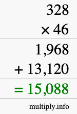 How to calculate 328 times 46 using long multiplication