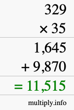 How to calculate 329 times 35 using long multiplication How to calculate 329 times 35 using long multiplication