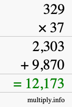 How to calculate 329 times 37 using long multiplication