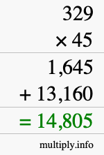 How to calculate 329 times 45 using long multiplication How to calculate 329 times 45 using long multiplication