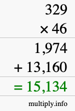 How to calculate 329 times 46 using long multiplication