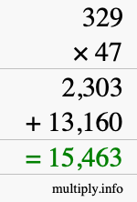 How to calculate 329 times 47 using long multiplication