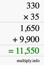 How to calculate 330 times 35 using long multiplication How to calculate 330 times 35 using long multiplication