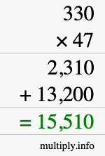 How to calculate 330 times 47 using long multiplication