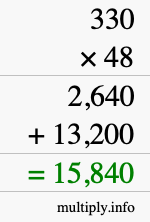 How to calculate 330 times 48 using long multiplication How to calculate 330 times 48 using long multiplication