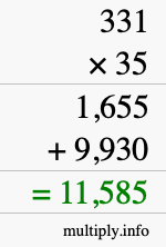 How to calculate 331 times 35 using long multiplication How to calculate 331 times 35 using long multiplication
