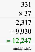 How to calculate 331 times 37 using long multiplication