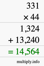How to calculate 331 times 44 using long multiplication How to calculate 331 times 44 using long multiplication