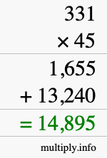 How to calculate 331 times 45 using long multiplication