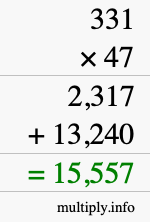 How to calculate 331 times 47 using long multiplication