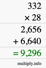 How to calculate 332 times 28 using long multiplication How to calculate 332 times 28 using long multiplication