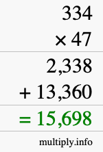 How to calculate 334 times 47 using long multiplication