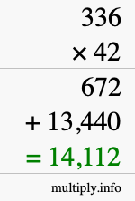 How to calculate 336 times 42 using long multiplication How to calculate 336 times 42 using long multiplication