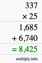 How to calculate 337 times 25 using long multiplication How to calculate 337 times 25 using long multiplication