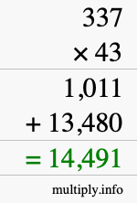 How to calculate 337 times 43 using long multiplication