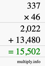 How to calculate 337 times 46 using long multiplication How to calculate 337 times 46 using long multiplication