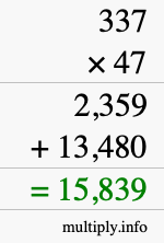 How to calculate 337 times 47 using long multiplication
