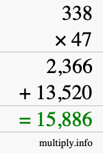 How to calculate 338 times 47 using long multiplication