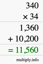 How to calculate 340 times 34 using long multiplication How to calculate 340 times 34 using long multiplication