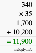 How to calculate 340 times 35 using long multiplication How to calculate 340 times 35 using long multiplication