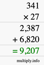 How to calculate 341 times 27 using long multiplication How to calculate 341 times 27 using long multiplication