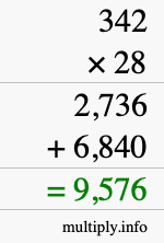 How to calculate 342 times 28 using long multiplication How to calculate 342 times 28 using long multiplication