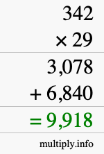 How to calculate 342 times 29 using long multiplication