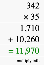 How to calculate 342 times 35 using long multiplication