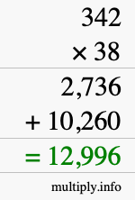 How to calculate 342 times 38 using long multiplication