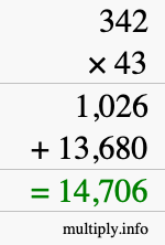 How to calculate 342 times 43 using long multiplication