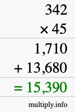How to calculate 342 times 45 using long multiplication