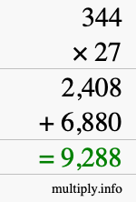 How to calculate 344 times 27 using long multiplication How to calculate 344 times 27 using long multiplication