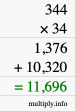 How to calculate 344 times 34 using long multiplication How to calculate 344 times 34 using long multiplication