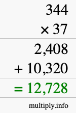 How to calculate 344 times 37 using long multiplication How to calculate 344 times 37 using long multiplication