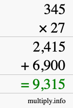 How to calculate 345 times 27 using long multiplication How to calculate 345 times 27 using long multiplication